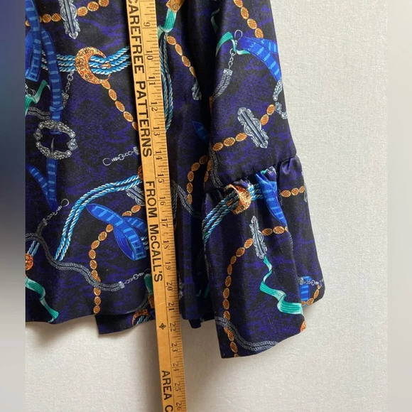 Samuel Dong Designer printed flared sleeve button blazer Sz S - Picture 16 of 16